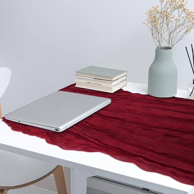 1 Pack Cheesecloth Table Runner 10Ft Christmas Gauze Boho Table Runners for Wedding Decor Bridal Shower Decorations Baby Shower Party(35" x 120")