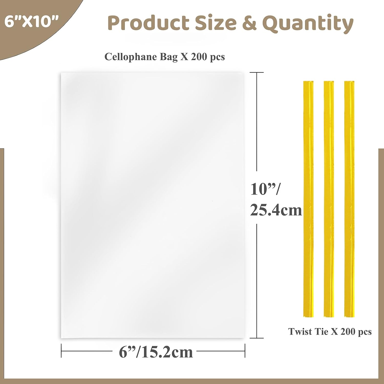 WIKDAY Cellophane Treat Bags with Ties 6x10 Inches 200 PCS Clear Plastic Gift Bags for Party Favor, Candy, Snack, Gift Giving, Packaging Products