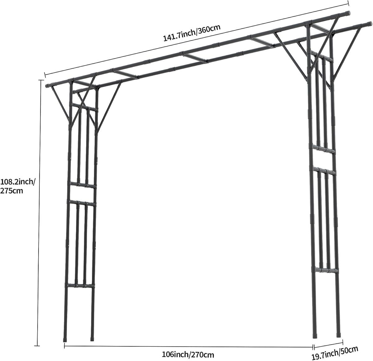 Flat Top Garden Arch Trellis 11FT x 9FT, Super Large Arbor Trellis for Climbi...