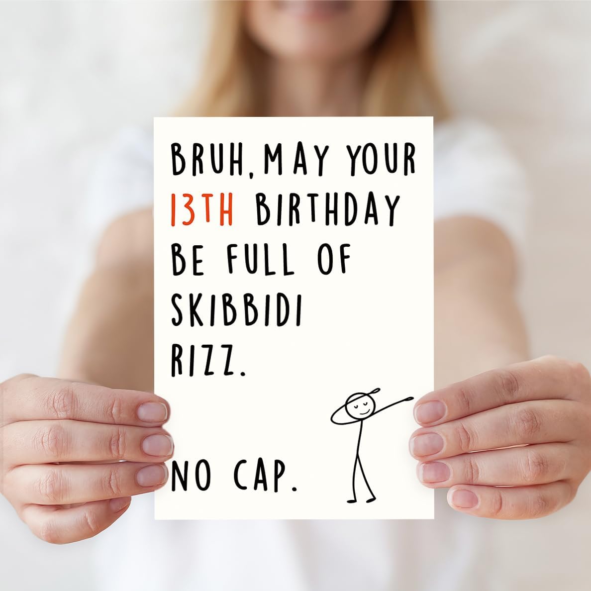 Funny 13th Birthday Card for Boys Girls,13 Year Old Birthday Gifts & Decorations for Daughter Son Niece Nephew,Humorous 13th Birthday Card for Teenagers with Gen Z Slang Meme Design