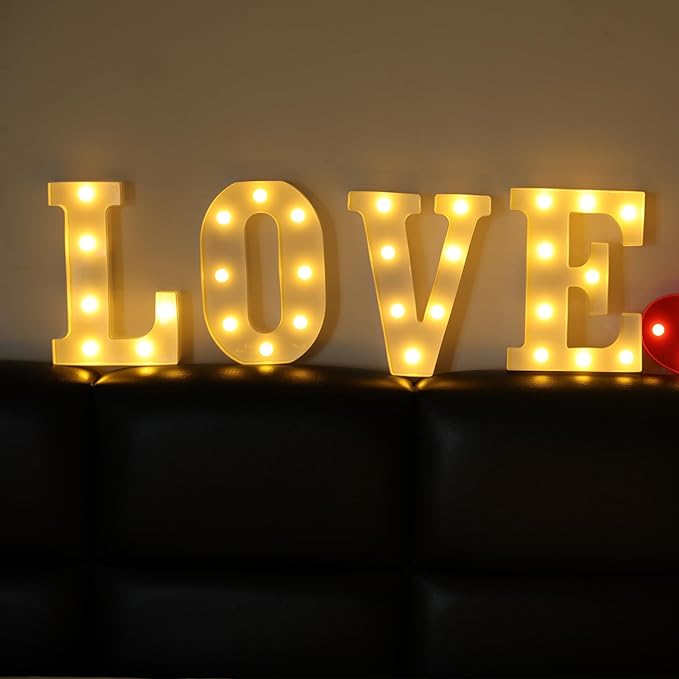 Led Light Up Letters, Led Marquee Letter Lights Love Sign, Decorative Numbers Light, Battery Powered Letter Sign Lights for Love Decor-Warm White
