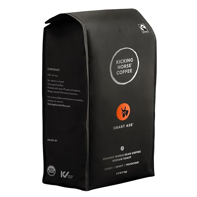 Kicking Horse Coffee, Smart Ass, Medium Roast, Whole Bean, 2.2 Pound - Certified Organic, Fairtrade, Kosher Coffee