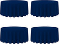 BRILLMAX 4 Pack Navy Blue Round Tablecloths 132 Inch - Circle Bulk Linen Polyester Fabric Washable Table Cloth Cover for Wedding Reception Banquet Birthday Party Buffet Restaurant