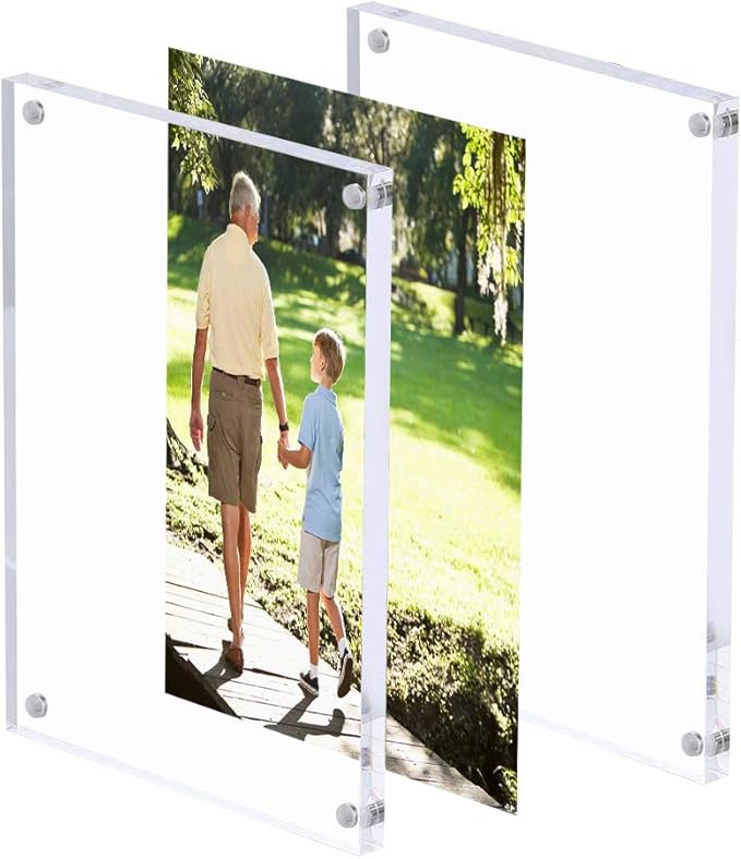 3 Pack 8x10 Acrylic Photo Frame, Clear Double Sided Magnetic Picture Frame 10mm Desktop Display with Stand- Free Soft Microfiber