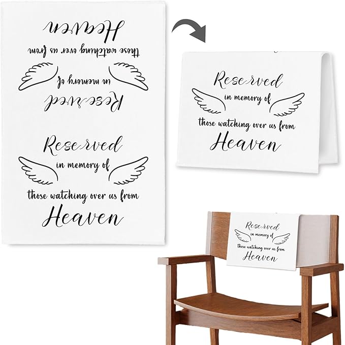 Reserved Seating Chair Signs, In Loving Memory Memorial Wedding Sign Pew Cloths Seating Placeholder for Church Pews, Wedding Decorations for Reception Celebrations Event (Heaven, 1 PC)