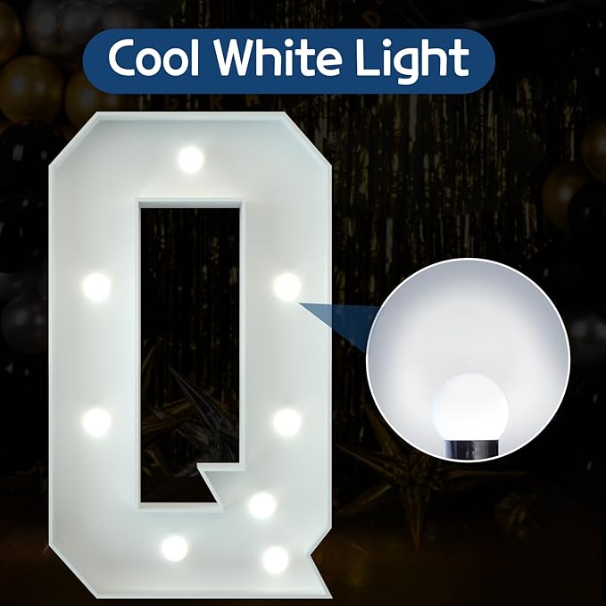 Marquee Letters 3 Feet Tall Large Light Up Letters Baby Shower Decorations Wedding Engagement Proposal White Party Decorations Marry Me Sign Big Cardboard Backdrop Q