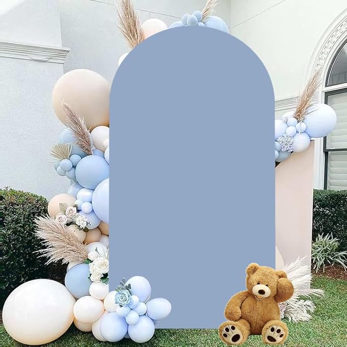 Wedding Arch Cover Dusty Blue Arches Stand Covers 7.2FT Arch-Backdrop-Cover Spandex Arch Covers Stretchy Backdrop for Wall Panels Chiara Back Drop Cover Baby Shower Balloon Party Decorations