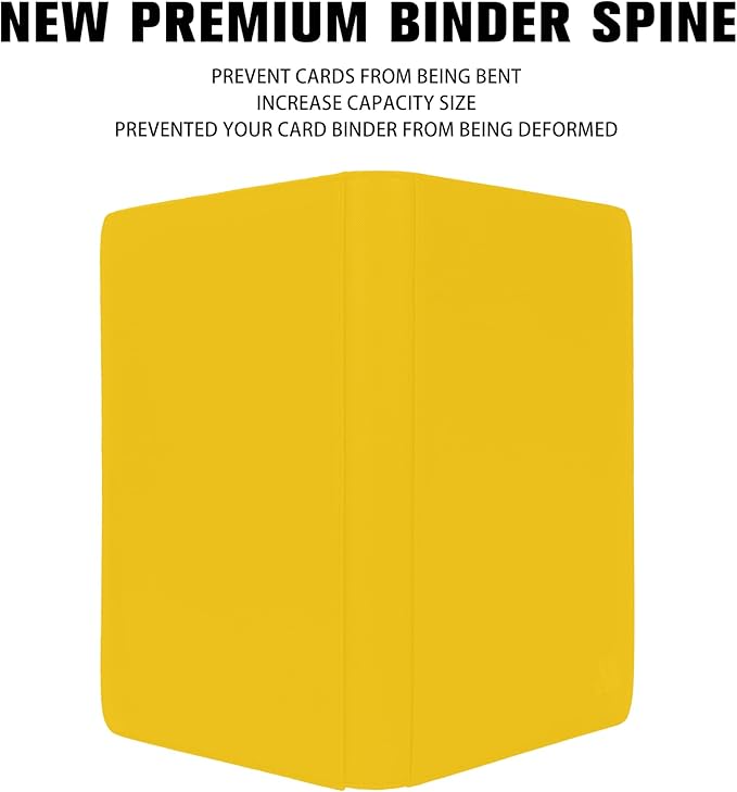 Premium 1000+ Pockets Card Binder,16 Pockets Trading Card Binder Ringless Side Loading Trading Card Album Folder for TCG -Yellow