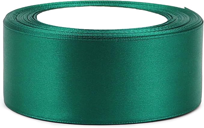 Dark Green Solid Satin Ribbon 1-1/2 Inch 25 Yards Solid Polyester Fabric Ribbon for Gift Wrapping Wedding Christmas Baby Shower Birthday Party Decoration Handmade Immortal Flower Craft