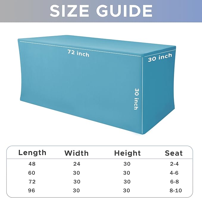 Nasitos Fitted Table Covers Stretch Spandex - 72 x 30 Inch - 4 Pack Turquoise Rectangle Table Clothes for 6 Foot Folding Tables, Wrinkle Resistant Tablecloths for Parties, Trade Show, Craft Show