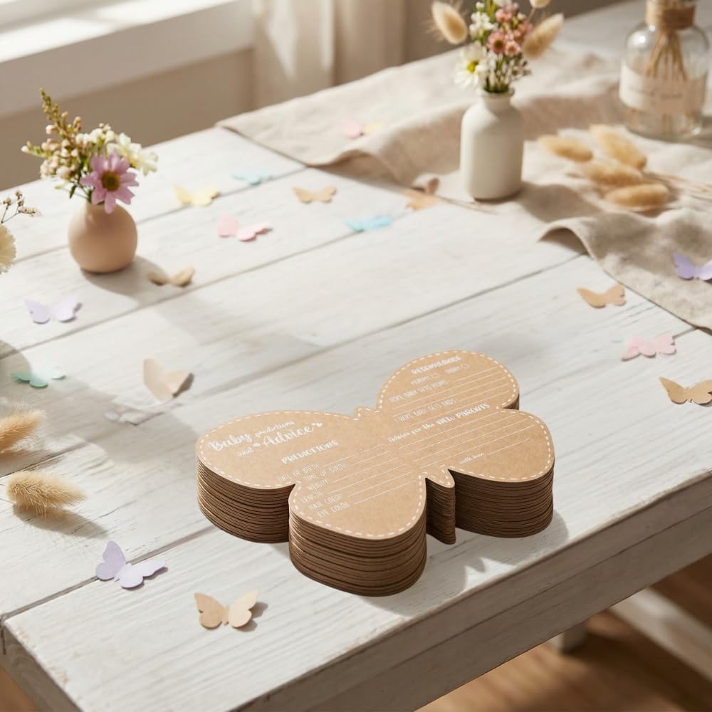 Butterfly Baby Shower Decorations - Baby Shower Advice Cards for Parents to Be- Baby Shower Games for Girl - Set of 50 (Butterfly)