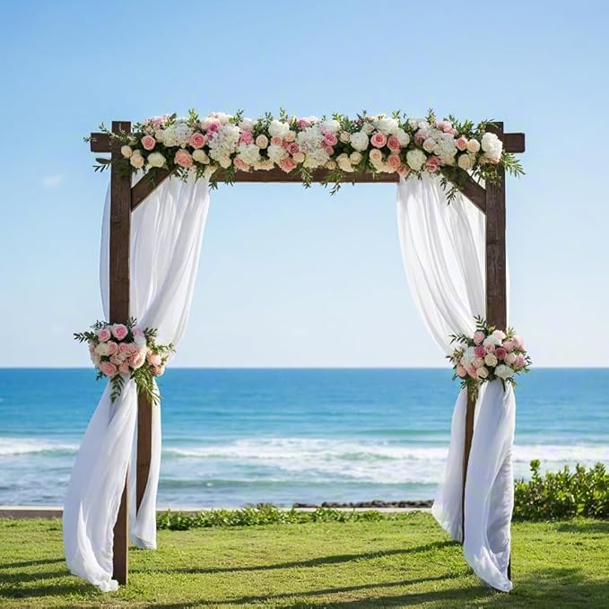 White Wedding Arch Draping Fabric 1 Panel 30'' x 18FT Sheer Chiffon Arch Drapery for Easter Bridal Shower Backdrop Outdoor Party Arches Church Ceremony Decoration
