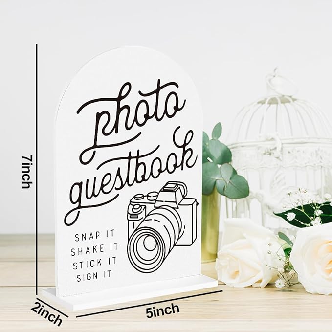 2Pcs Photo Guest Book Sign Cards and Gifts Sign for Wedding Engagement Party Bridal Shower Baby Shower Table Desk Acrylic Decor