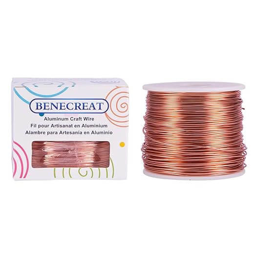 BENECREAT 17 Gauge Jewelry Craft Aluminum Wire 380 Feet Bendable Metal Sculpting Wire for Craft Floral Model Skeleton Making, Copper Tone