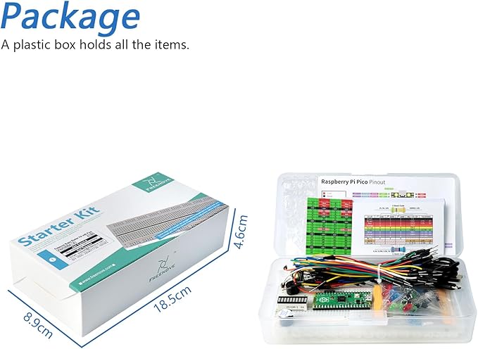 Freenove Basic Starter Kit for Raspberry Pi Pico (Included), Dual-core Arm Cortex-M0+ Microcontroller, 386-Page Detailed Tutorial, 142 Items, 55 Projects, Python C Code