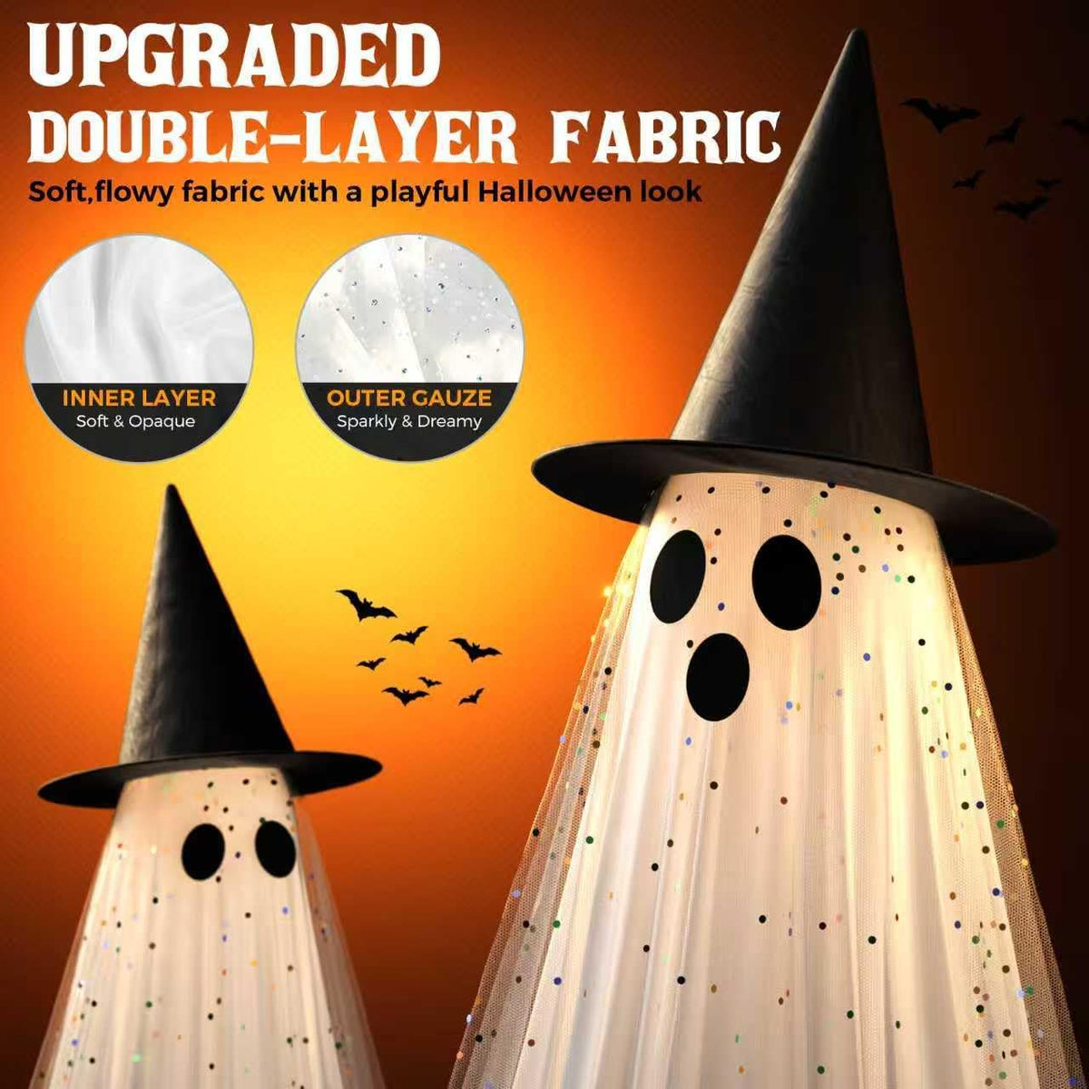 2 Packs 5.5 FT Light Up Ghosts Halloween Decorations Outdoor, Halloween Party...
