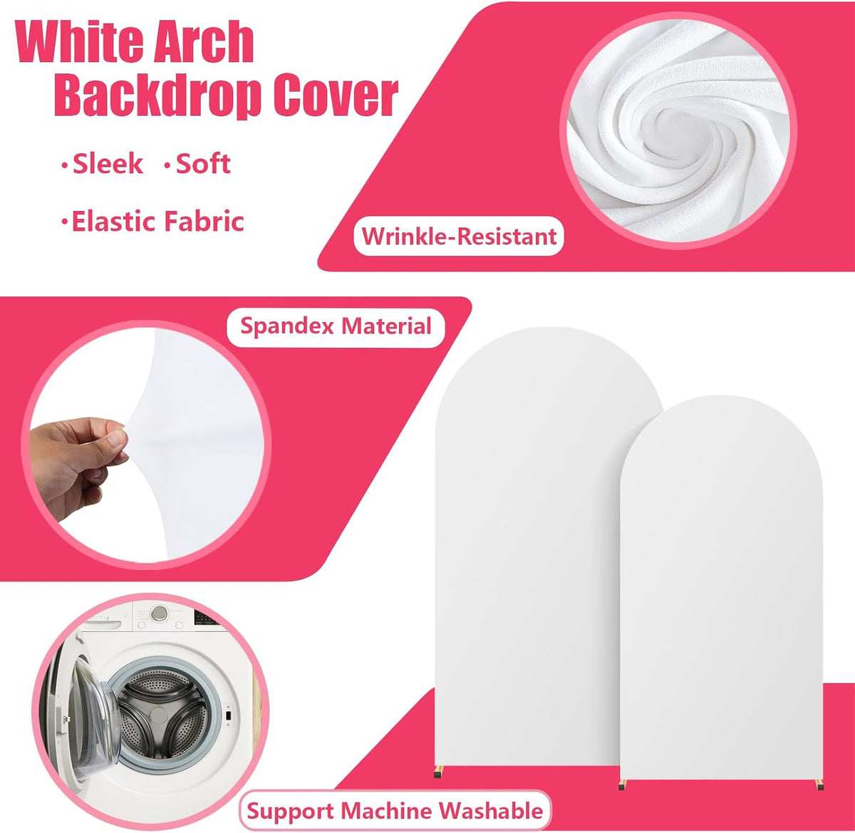 2 Pack Arch Backdrop Stand and Cover Set(7.2FT/6FT) Balloon Arch Stand