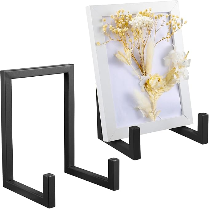 Sweetude 2 Pcs Large Plate Stands for Display Metal Frame Plate Holder Display Stand Decorative Table Top Easels for Picture, Book, Platter, Photo Easel(Black,8 Inch)