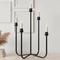 5-Candle Candelabra Candlestick Holder, 16 Inch Antique Candle Holder, Black Tabletop Candles Stand for Wedding, Event, Christmas & Dining, Table Centerpiece Décor