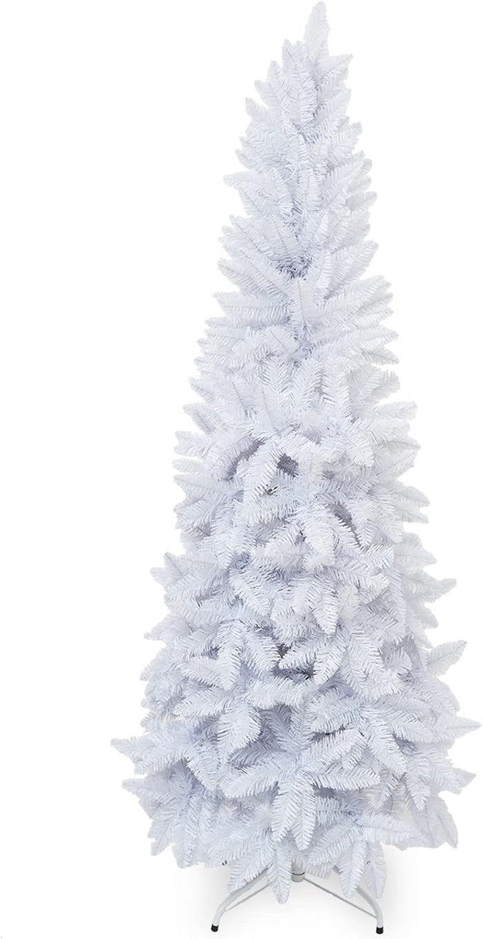 7ft Artificial Pencil Slim White Christmas Tree Halloween Xmas Tree