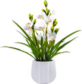 faux orchid plant 19" tall, realistic touch leaves, main product view