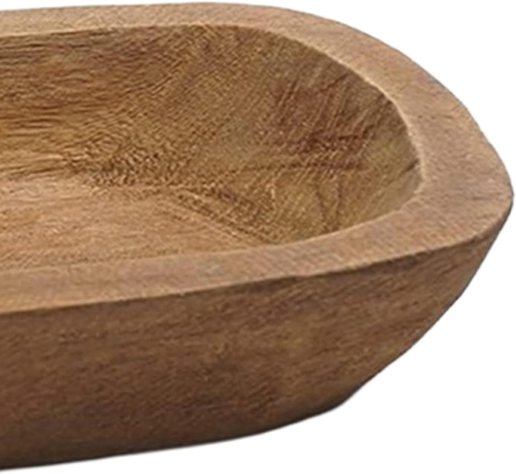 Bowl for Candle Making Hand Carved Wooden 9.8 x 5.9 inch Rustic Decorative for Bread Making Dining Room Home Decoration