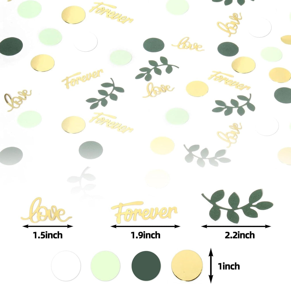 Greenery Wedding Table Confetti,Bridal Shower Decorations,Sage Green Love Confetti for Engagement Table Decorations