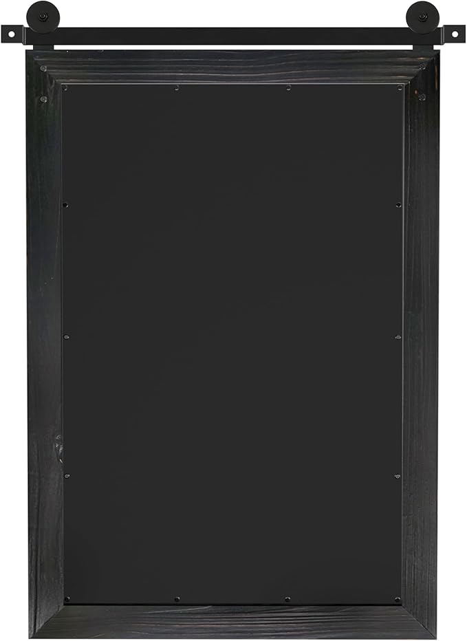 COGOOD Farmhouse Bathroom Mirror - 42 x 29 Rustic Barn Door Style Mirror for Living Room, Entryway, Vanity Wall Decor (Black)