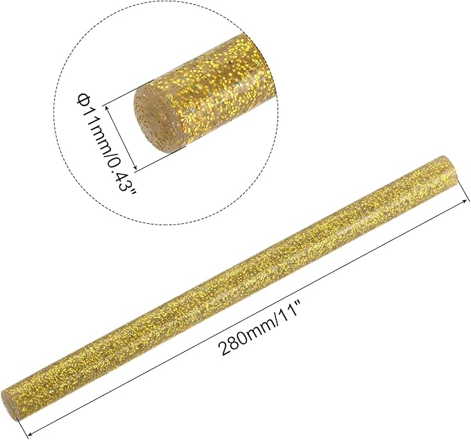 uxcell 20pcs Hot Glue Sticks for Glue Gun 11mm/0.43-inch x 11-inch Mini Hot Melt Adhesive Glue Stick Glitter Gold