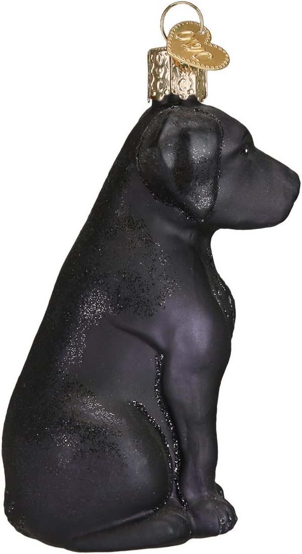 Old World Christmas Black Labrador Dog Collection Glass Blown Ornaments for Christmas Tree 3.75 x 1.5