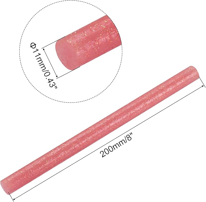 uxcell 20pcs Hot Glue Sticks for Glue Gun 11mm/0.43-inch x 8-inch Mini Hot Melt Adhesive Glue Stick Glitter Light Red
