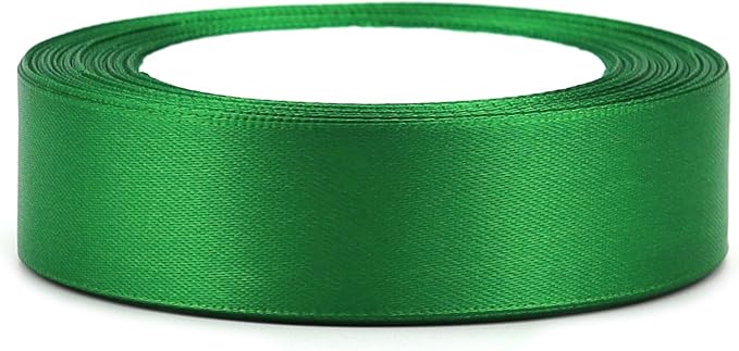 Green Solid Satin Ribbon 1 Inch 25 Yards Solid Polyester Fabric Ribbon for Gift Wrapping Wedding Christmas Baby Shower Birthday Party Decoration Handmade Immortal Flower Craft
