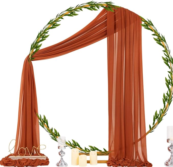 Socomi Terracotta Sheer Wedding Decor Fall Draping Fabric 29" x 20Ft 1 Panel Arch Outdoor Curtain Drapes Extra Long for Bridal Baby Shower Birthday Party Decor