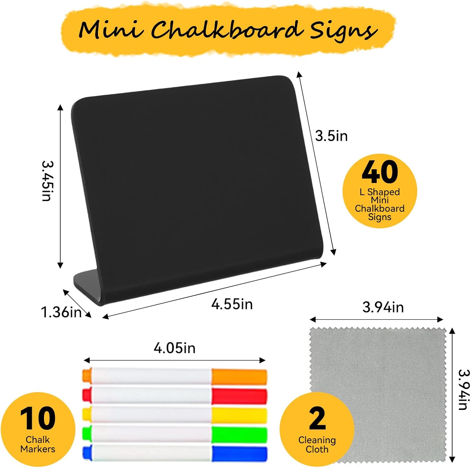 Pintuson 40 Pack Food Labels for Party Buffet - 4"x3" Mini Chalkboard Signs - Food Signs for Buffet - Catering Supplies Buffet Display for Food Display, Pastry Tags, Price Tags, Name Tags