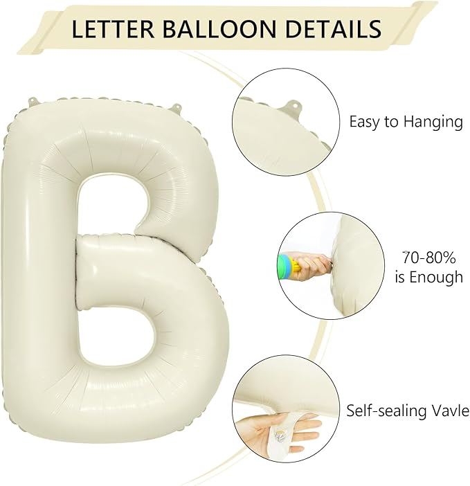 40 Inch Beige BRIDE Balloons Luxury Wedding Decor for Bridal Shower, Larger Cream White "BRIDE" Foil Letter with 2 Giant Diamond Ring Balloons, Bachelorette Engagement Wedding Party Favors