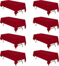 BRILLMAX 8 Pack Burgundy Tablecloths for 8 Foot Rectangle Tables 60 x 126 Inch - 8ft Rectangular Bulk Linen Polyester Fabric Washable Cloth Cover for Wedding Reception Banquet Birthday Party