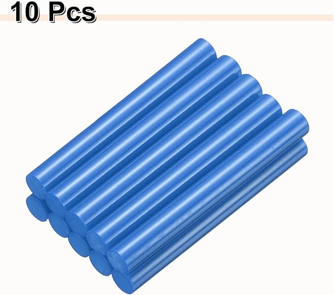 HARFINGTON 10pcs Hot Glue Sticks 0.43" Dia x 3.94" Long EVA Mini Hot Melt Adhesive Glue Stick for Hot Melt Gun Wood Plastic Glass Flowers Fabrics Foam, Blue