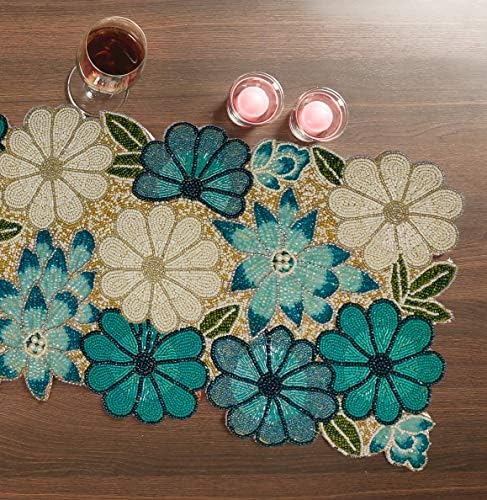 lightnpro chrtistmas beaded table runner, christmas table runner, front angle view