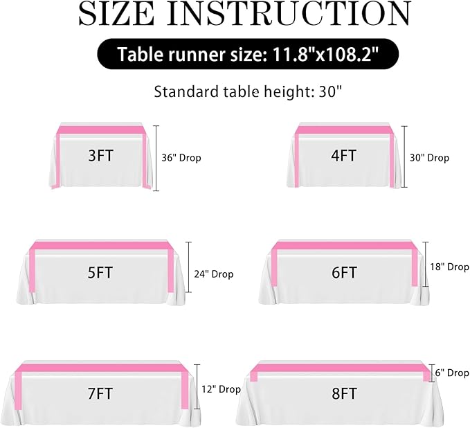 SHEJIZE 10 Pack Pink Satin Table Runner 12x108 Inches Long, Bright Silky Smooth Satin Table Runner Table Decor for Wedding Banquet Christmas Prom Event Birthday Party