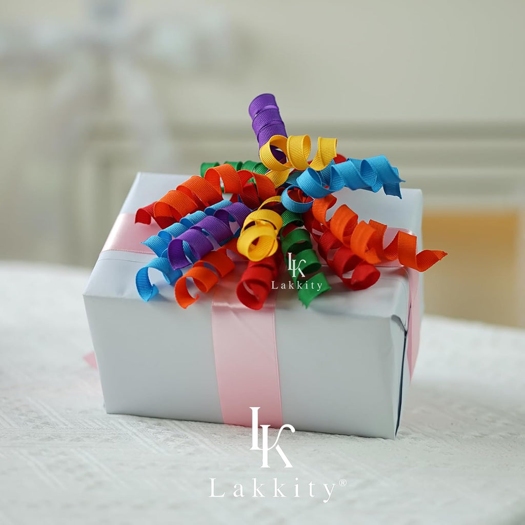Lakkity Deep Rainbow Bows For Gift Wrapping,Curly Gift Bows,8PCS,7 inch Self-Adhesive Curly Ribbon Bows for Presents, Birthday, Wedding, Wrapping Accessories, Party Favors Decorations