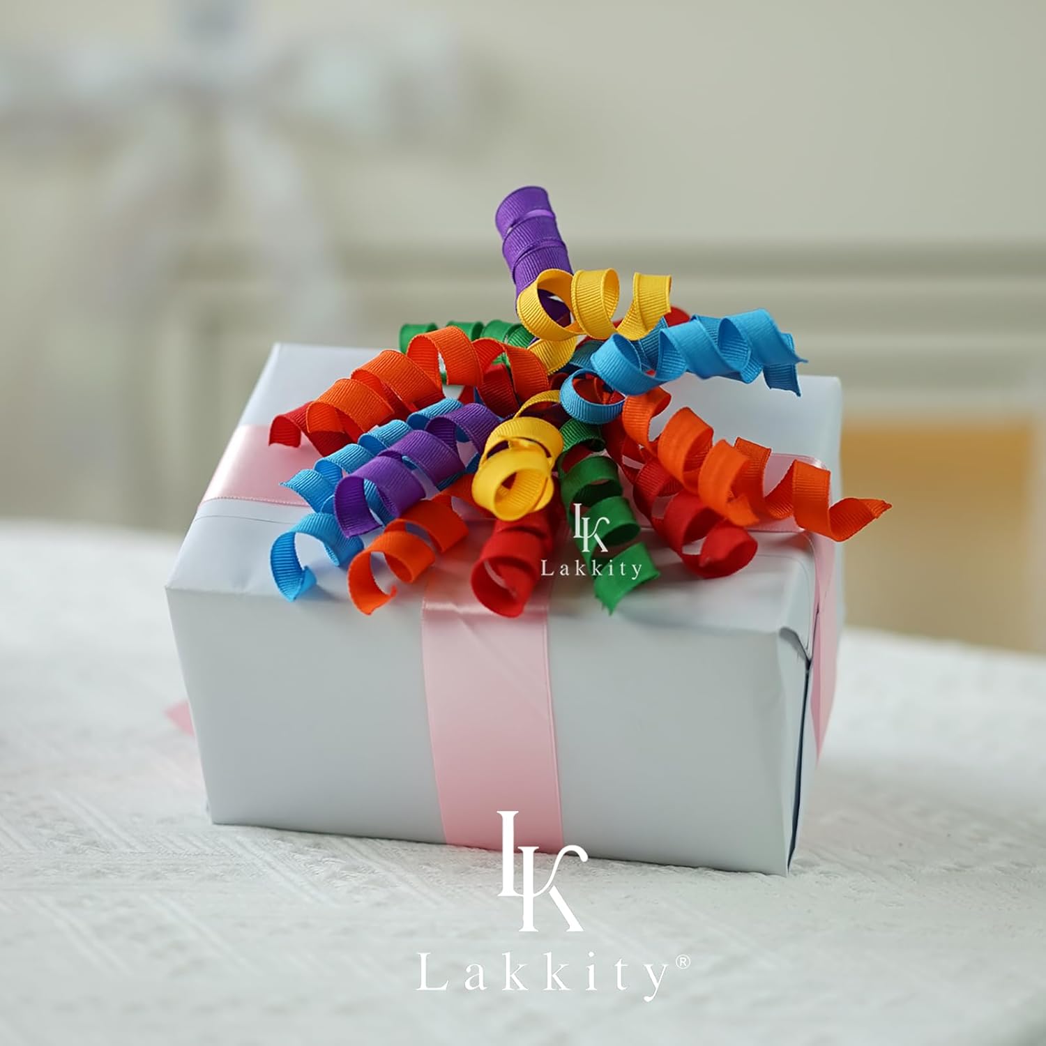 Lakkity Deep Rainbow Bows For Gift Wrapping,Curly Gift Bows,8PCS,7 inch Self-Adhesive Curly Ribbon Bows for Presents, Birthday, Wedding, Wrapping Accessories, Party Favors Decorations