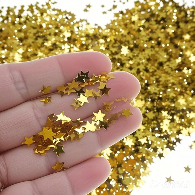Gold Star Confetti - 60g (2.11OZ) Shiny Gold Table Confetti for Weddings, Parties, Celebrations – Biodegradable Glitter Star for Tables, Cards, Photo Backdrops