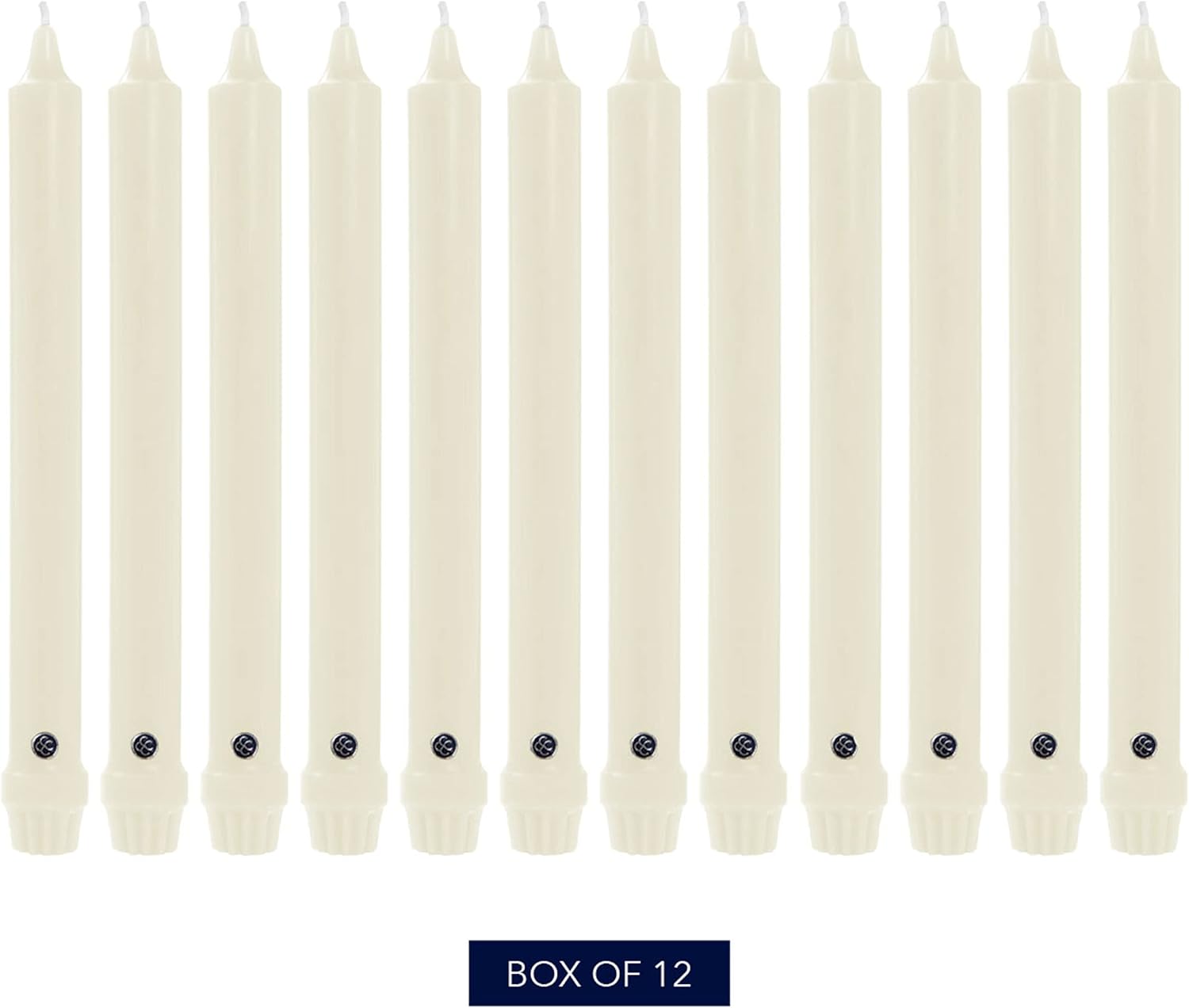 Colonial Candle Unscented Taper Candle, Classic Collection, Ivory, 10 In, Pack of 12 - Up to 8 Hours Burn