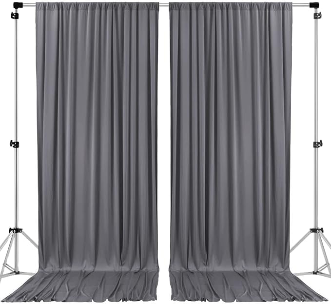AK TRADING CO. 10 feet x 8 feet IFR Polyester Backdrop Drapes Curtains Panels with Rod Pockets - Wedding Ceremony Party Home Window Decorations - Charcoal