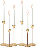 2 Sets 6 Pcs(Including Taper Candles) Rose Gold Metal Taper Candle Holders Candlestick Holders, Vintage Modern Decorative Centerpiece Candlestick