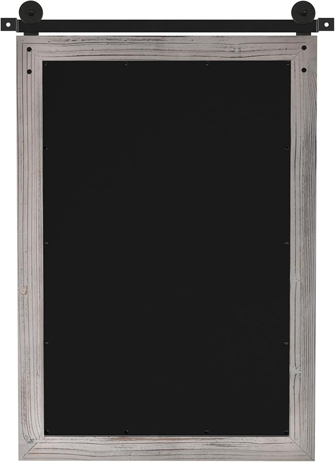 COGOOD Farmhouse Barn Door Mirror - 25 x 38 Rustic Bathroom Mirror for Living Room, Entryway, Vanity Wall Decor (Grey)
