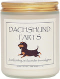 Funny Dachshund Gifts – 100% Soy Wax Scented Candle for Dachshund Lovers, Pet Safe Lavender & Eucalyptus, 50H Burn Time, Weiner Dog Gifts for Women, Unique Dachshund Decor – 7oz