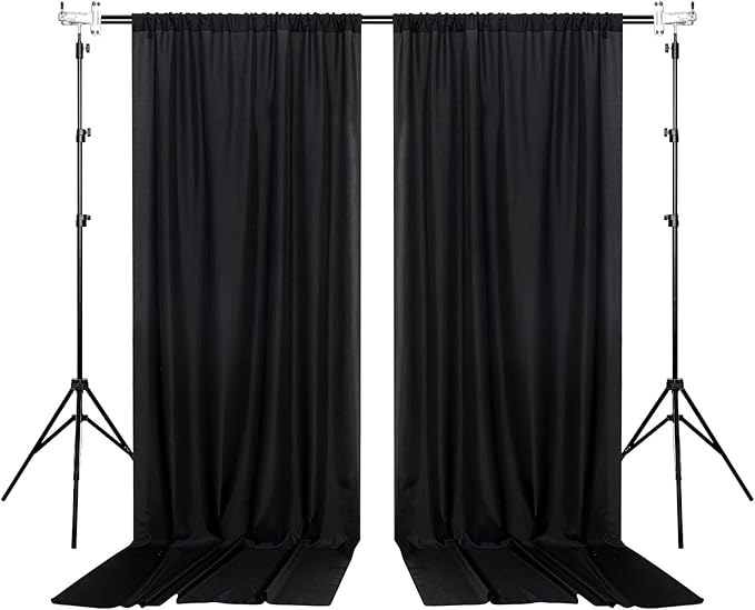 Black Backdrop Curtain for Party, Halloween Backdrop Rod Pocket Photo Drapes Panels Fabric Curtain Backdrop Black Birthday Party Decor for Boys Teens Men,5ft x 7ft, 2 Panels