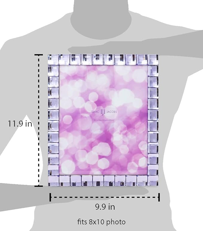 Isaac Jacobs Decorative Sparkling Light Purple Jewel Picture Frame, Photo Display & Home Décor (8x10, Light Purple)