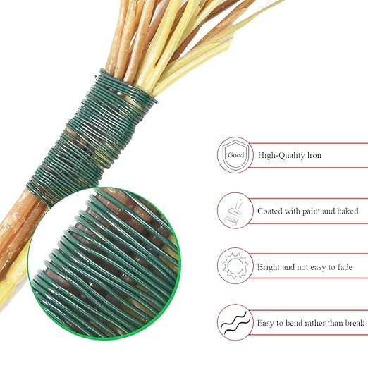 HAHIYO 26Gauge Green Flexible Metal Floral Wire - 3 Rolls Total 115 Yards (345 Feet) for Crafts, Christmas Wreaths, Tree & Flower Arrangement